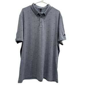 adidas Golf Go-To Mini Crest Print Mens Golf Polo Blue Shirt XXL Casual Athletic
